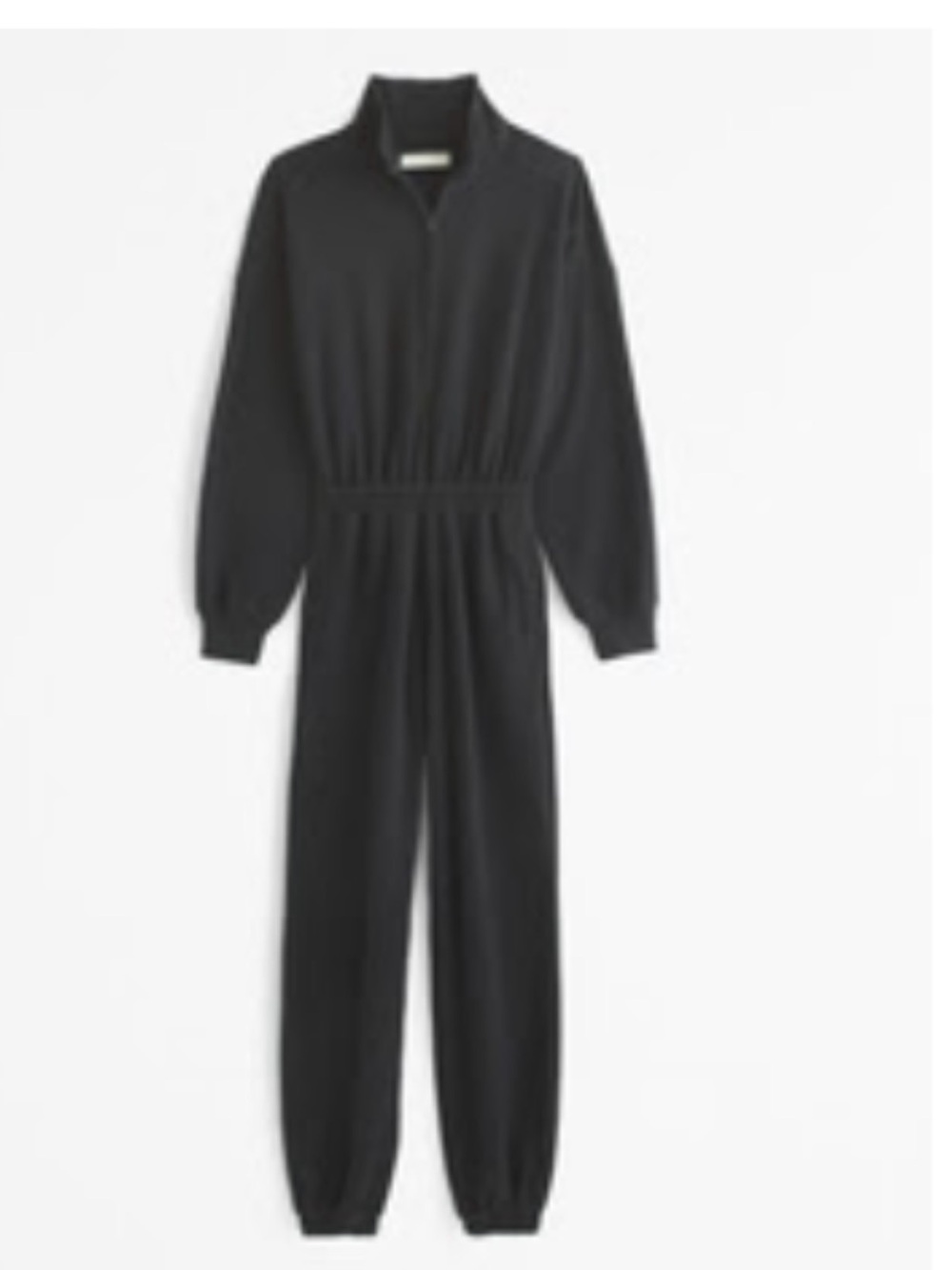 NWT Abercrombie Women's Black Long-Sleeve Half-Zip Fleece Jumpsuit Size large